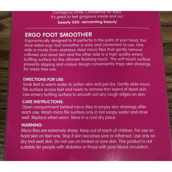 NEW Ergo Foot Smoother for Smoothing and Buffing Skin by Beauty 360 Pedicure - Picture 6 of 6